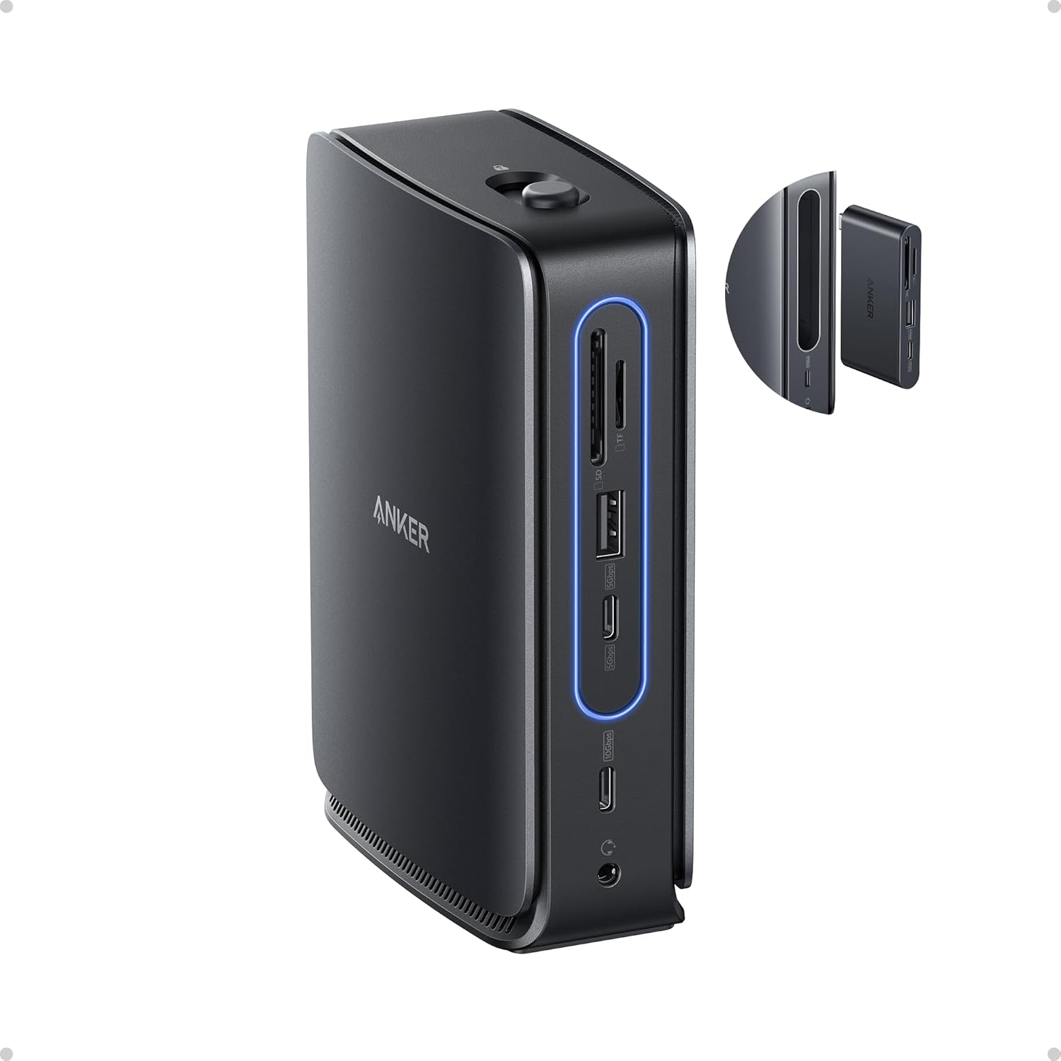 Anker Nano Laptop Docking Station with Detachable Hub 13-in-1 USB-C Triple Display with 2 HDMI and 1 DP