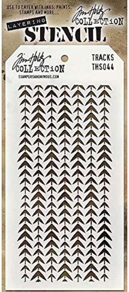 Stampers Anonymous THS-044 Tim Holtz Layered Tracks Stencil, 4.125" x 8.5"