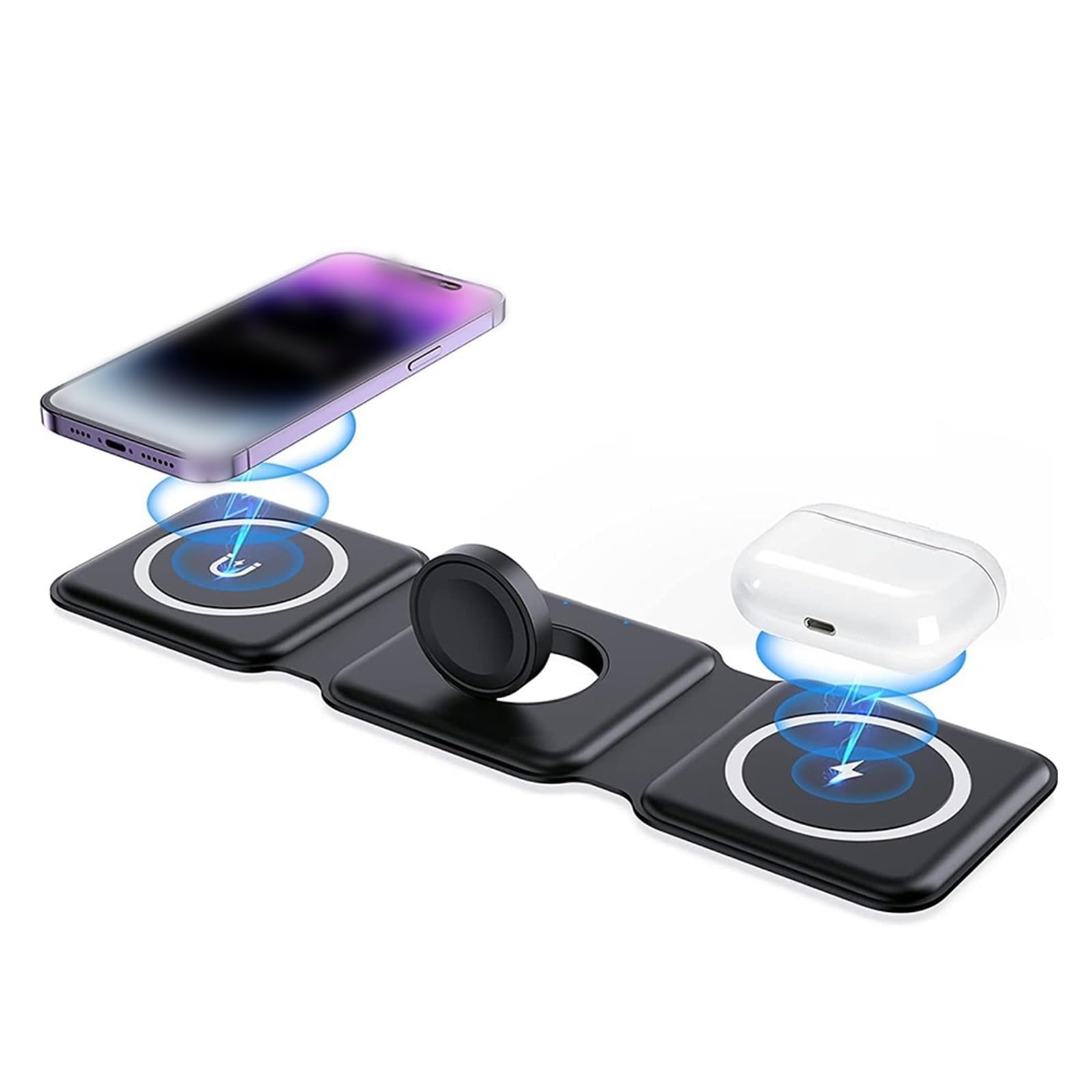 JDIME Supporto per caricabatterie wireless pieghevole 3 in 1 da 100 W per iPhone 15 14 13 12Pro Max iWatch Stazione dock di ricarica wireless veloce