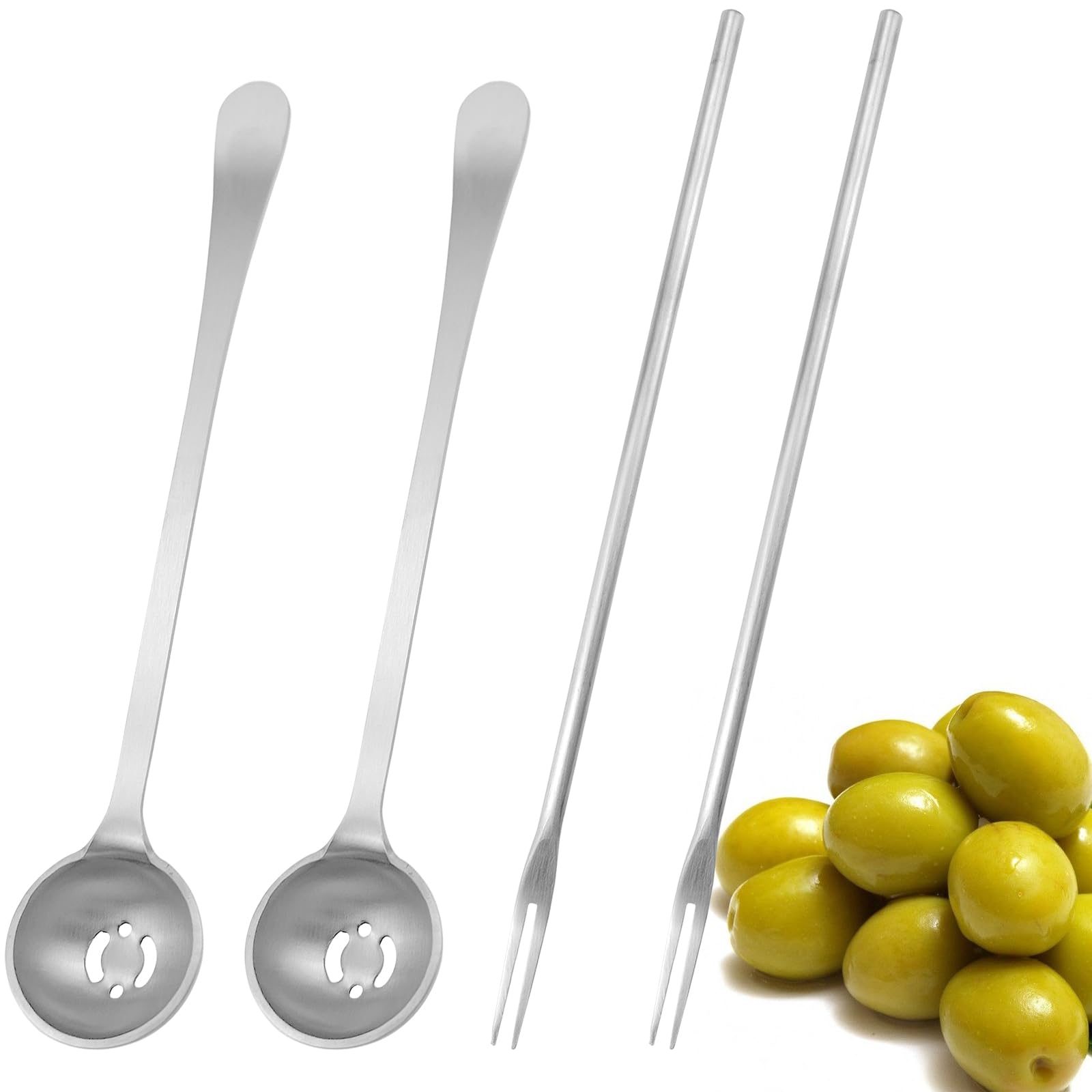 Set di 4 cucchiai per olive e forchette per sottaceti