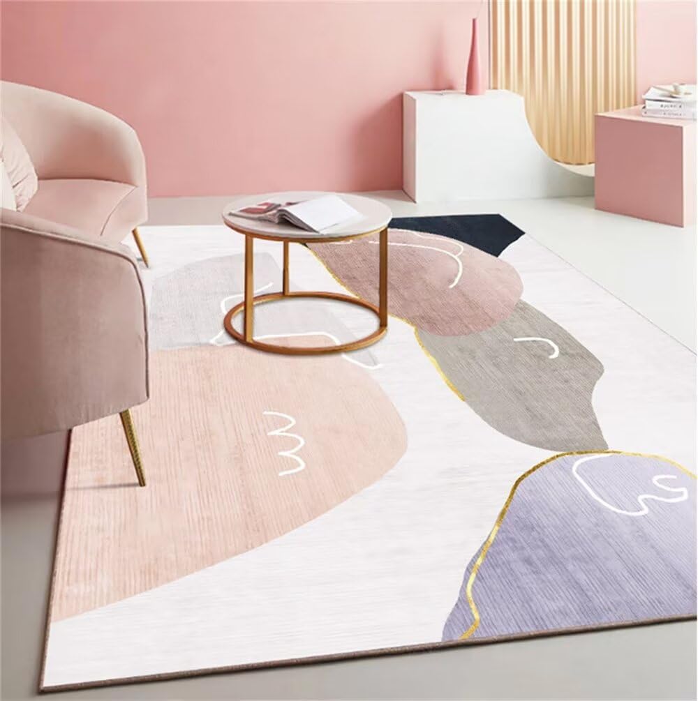 Tapis de salon confortable et durable 160x210cm lavable au design minimaliste moderne