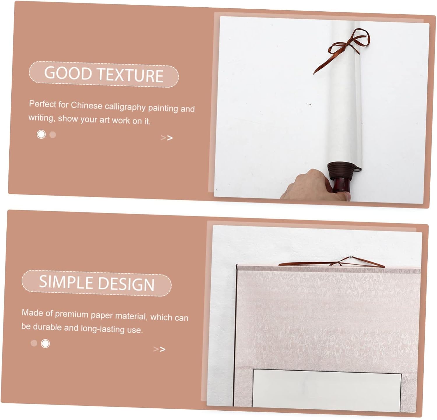 Gadpiparty 2Pcs Blank Calligraphy Painting Scrolls Household Chinese Writing Paper Slow Ink Absorption Portable for Beginners and Art Decoration