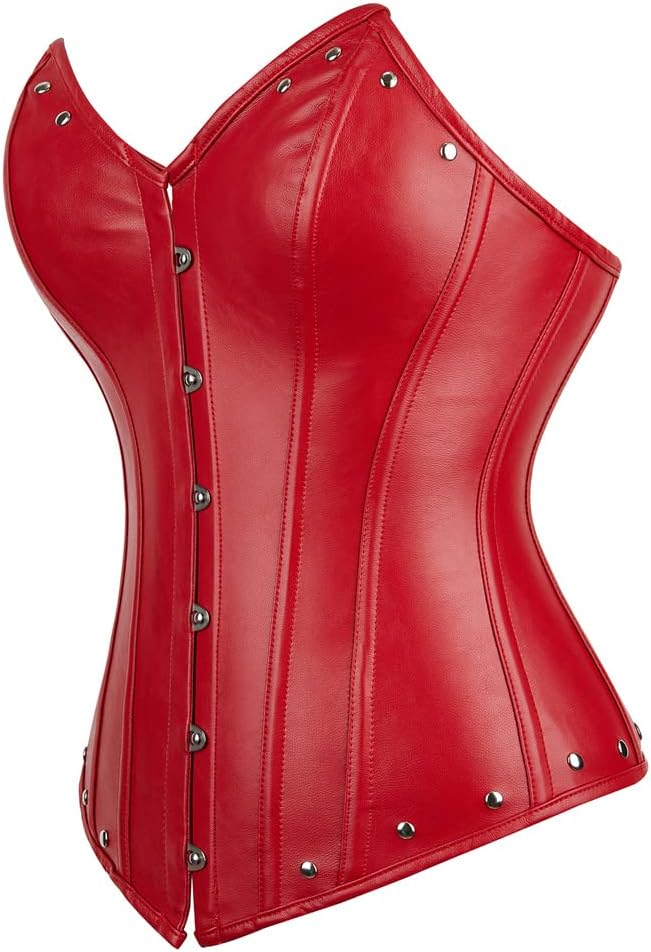 Grebrafan Womens Leather Corset Bustier Halloween Steampunk