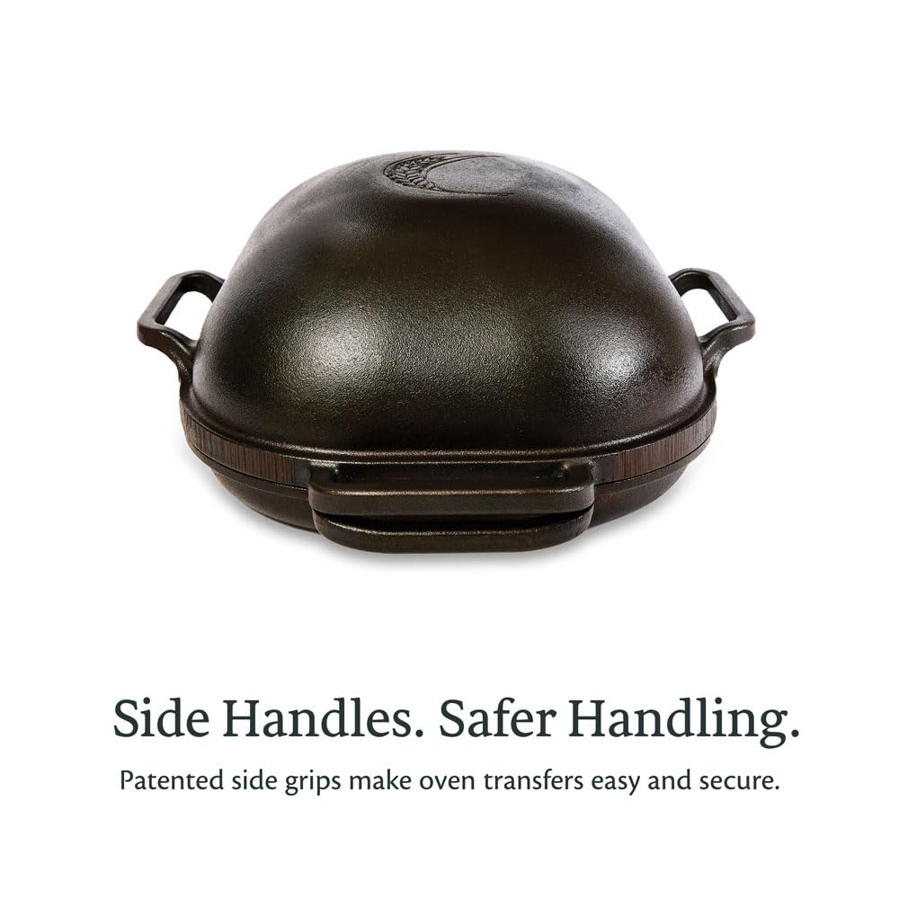 Challenger Pan – Hecho en los Estados Unidos – Sartén de hierro fundido con tapa para hacer pan casero sellado campana de pan invertido juego de horno holandés para hornear