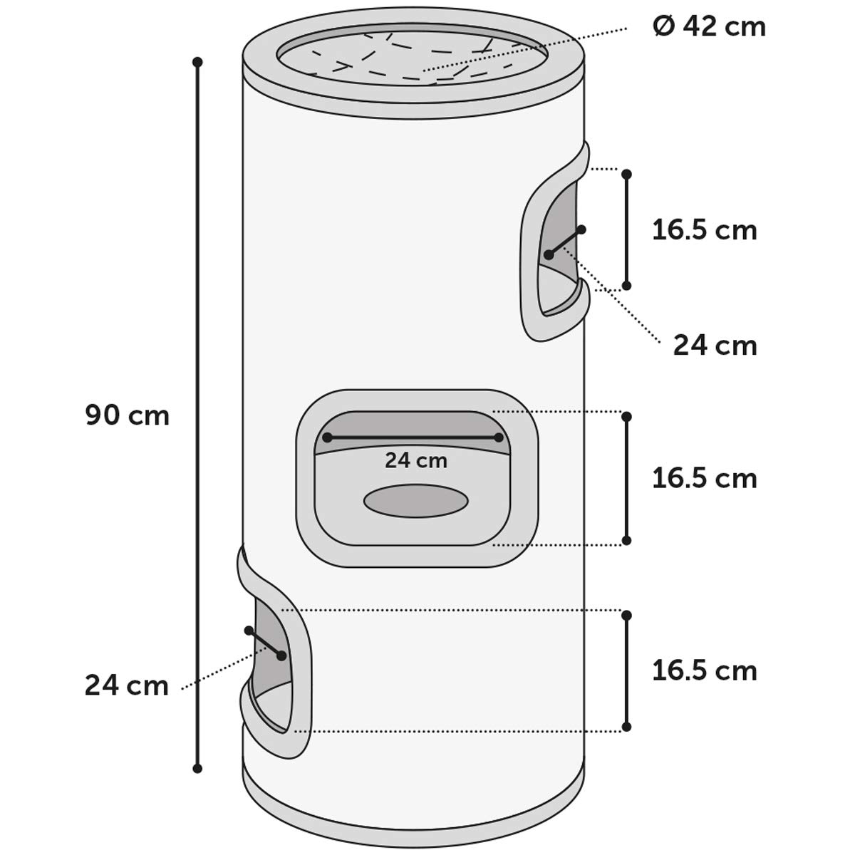 griffoir pour Chat – Tonneau à Gratter pour Chat - Flamingo Enes M - 90 cm Hauteur – Ø 42 cm - Gris