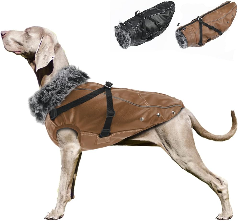 EMUST Dog Winter Jackets, Handsome Dog Coats Winter with Reflective Stripes