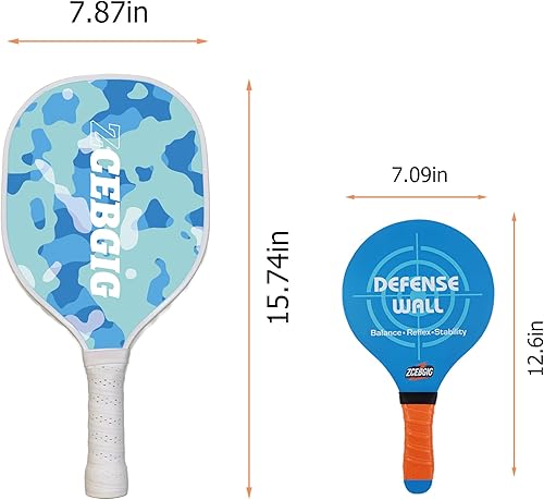 Miniatura 3 de Juego de palas de pickleball de 4 raquetas prémium con 2 bolas, bolsa de malla para jugar en interiores y exteriores, color negro