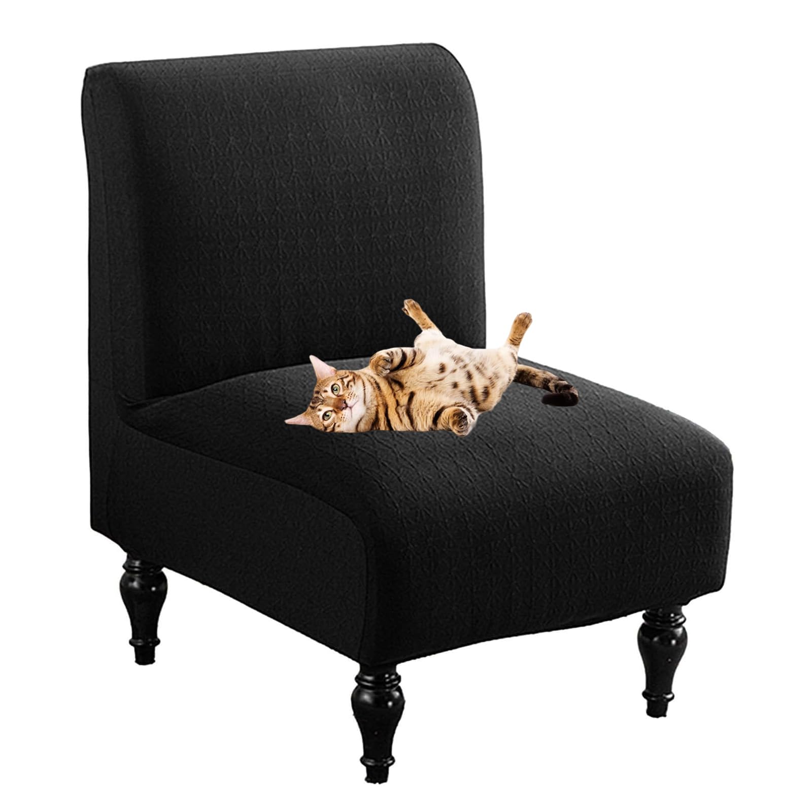 SJKJNK Fundas para sillas sin Brazos para Sala de Estar, Fundas para sillas sin Brazos, Fundas para sillas sin Brazos, Fundas Protectoras para sillas para Mascotas (Negro, Juego de 1)