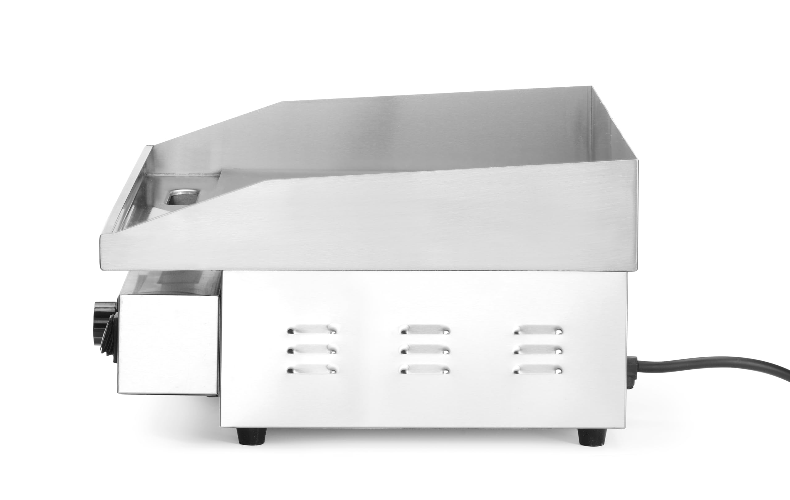 HENDI Plancha à griller électrique rainurée, plaque de cuisson, grill barbecue avec tiroir à graisse amovible, température jusqu’à 300°C, 220V, 3000W, 550x430x(H)240mm, inox