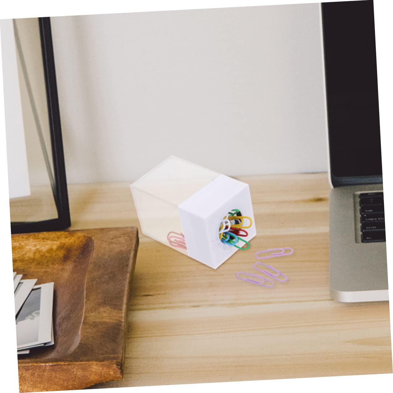 SHINEOFI 10pezzi Dispenser Magnetico Per Graffette Da Contenitore Quadrato Trasparente Con Coperchio Rimovibile Per Ufficio e Studio Capacità Elevata e Design Elegante