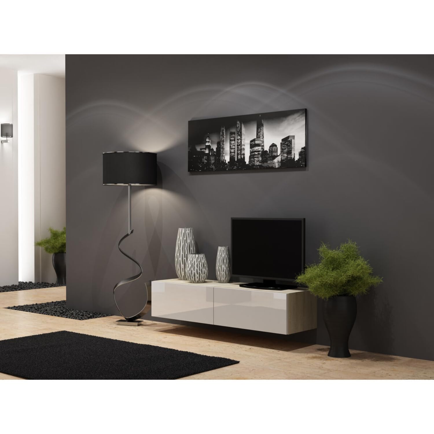 Cama MEBLE RTV VIGO140 so/b Support TV et Centre de Divertissement