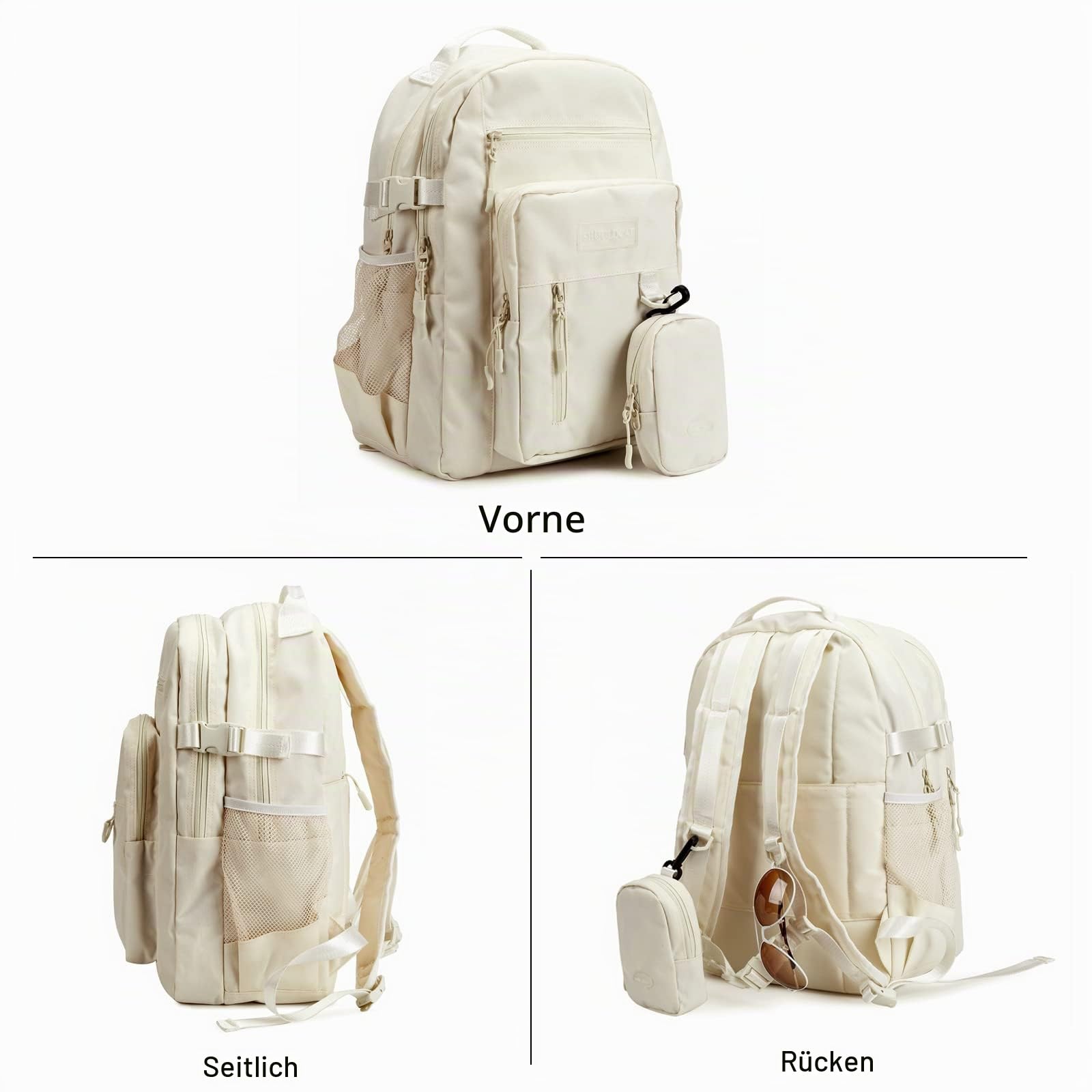 FANDARE Beiläufig Rucksack Schulrucksack Schulranzen Daypacks mit 15.6 Zoll Laptopfach Schultaschen mit Handytasche Mädchen Junge Kinderrucksack für Universität Reisen Freizeit Khaki a