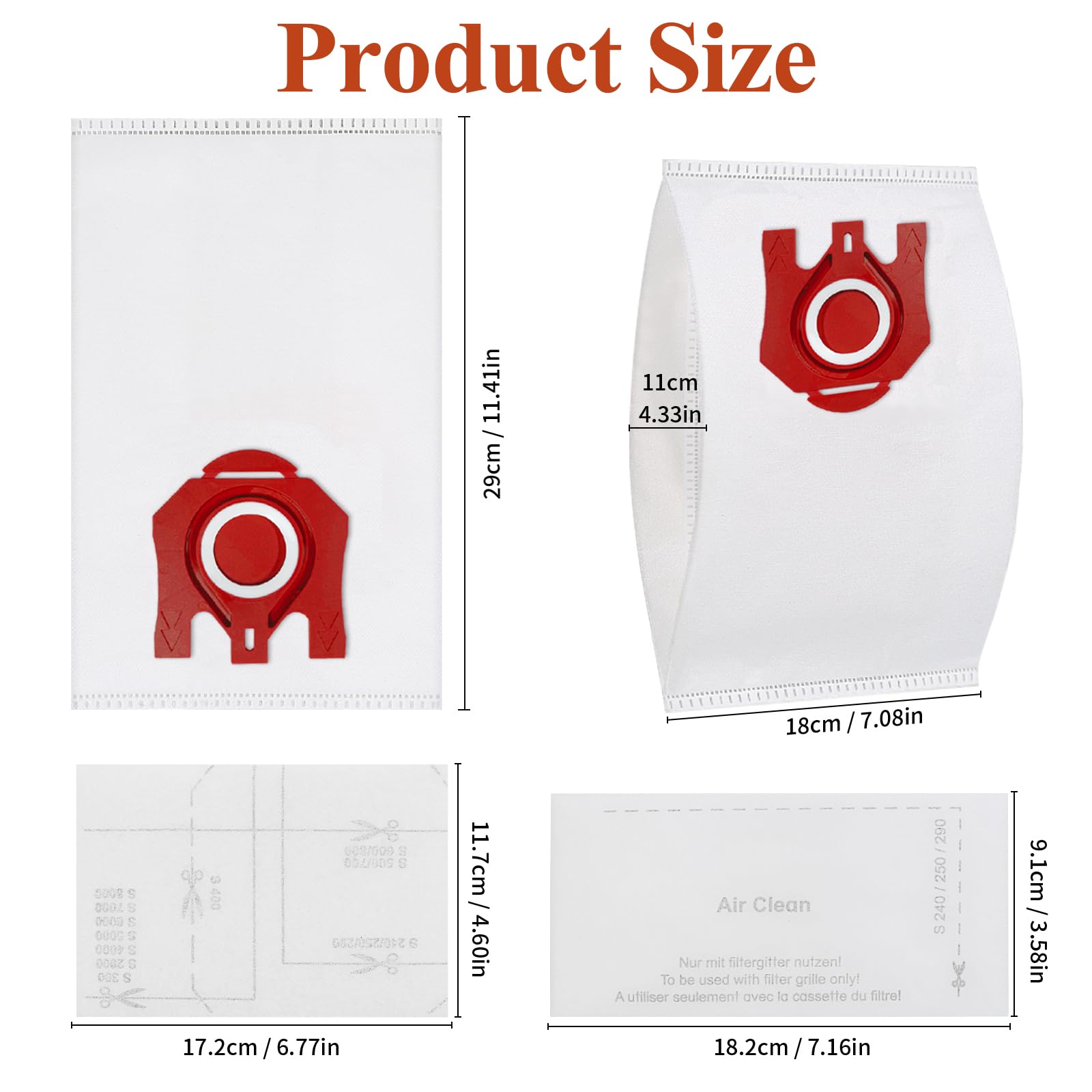 Gudotra Set di 15 sacchetti aspirapolvere per Miele FJM Serie C1 Compact S2 S3 S4 S5 S6 S7 Borsa antipolvere 3D Efficiency 2 filtri microfibra (rosso