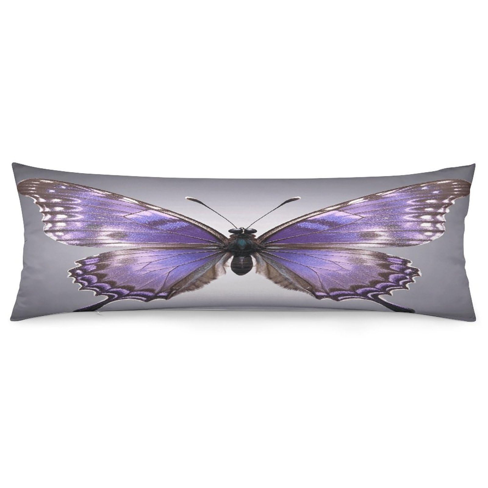 Purple Butterflies Pillowcase Decorative Body Pillow Cover Soft Full Long Pillow Case Breathable Large Body Pillowcase Cute Cozy Pillow Sham for Bed Couch Sofa 18.9 X 53 Inch