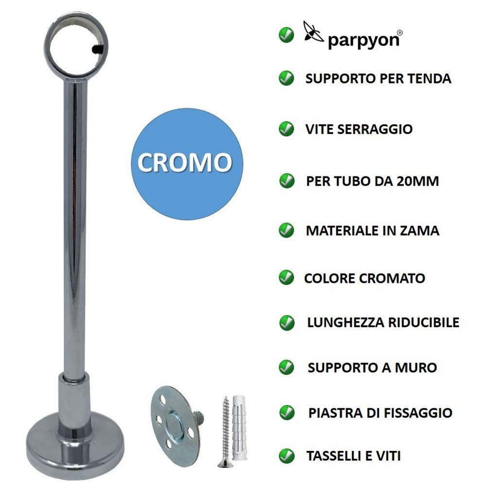 Kowibcl Staffe regolabili per asta per tenda, adatte fino a 2,5 cm, 1-1/8, supporto estensibile per asta per tenda da parete, set da 3, colore: bianco