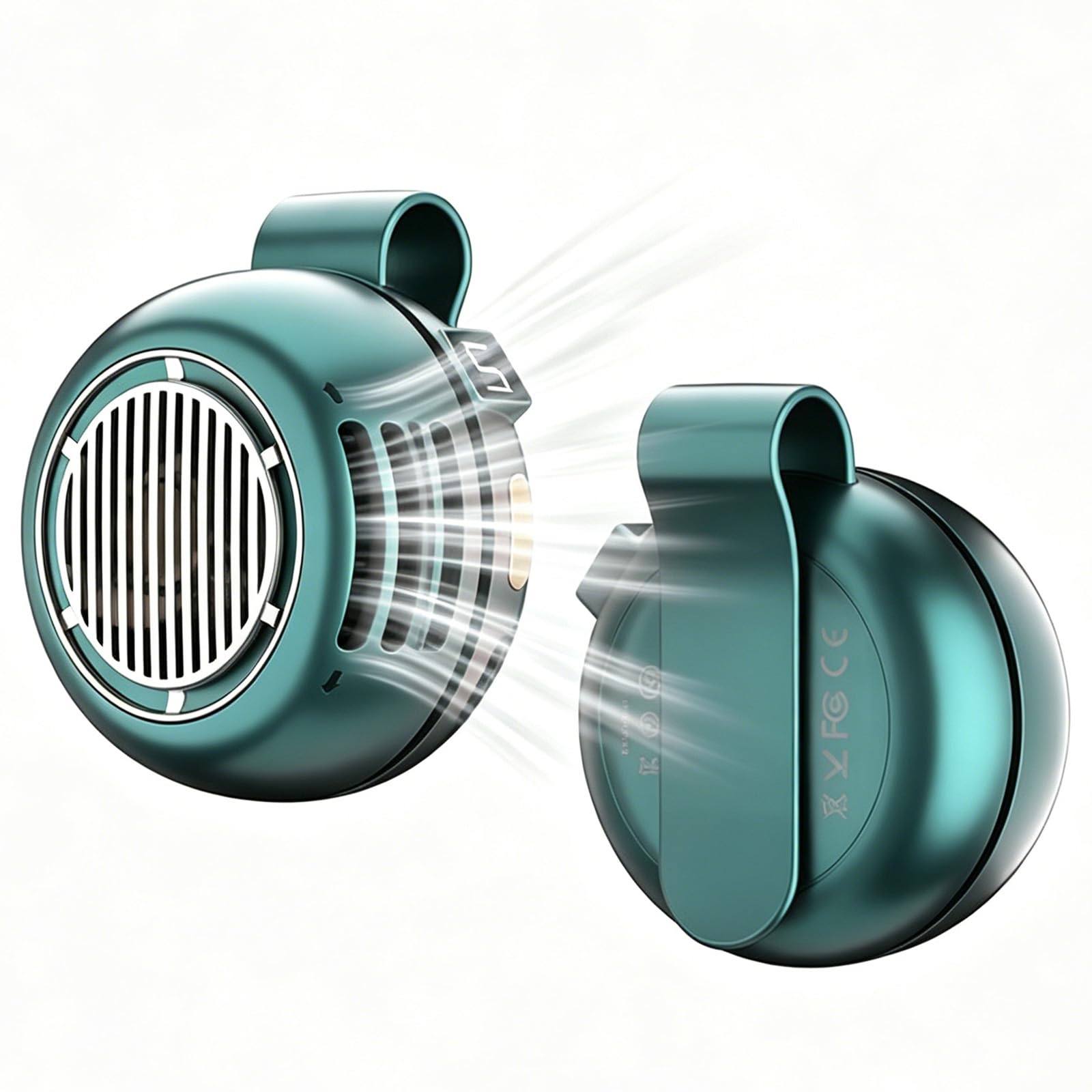 Ventilador sin aspas con clip portátil, miniventilador USB recargable de 360° para exteriores