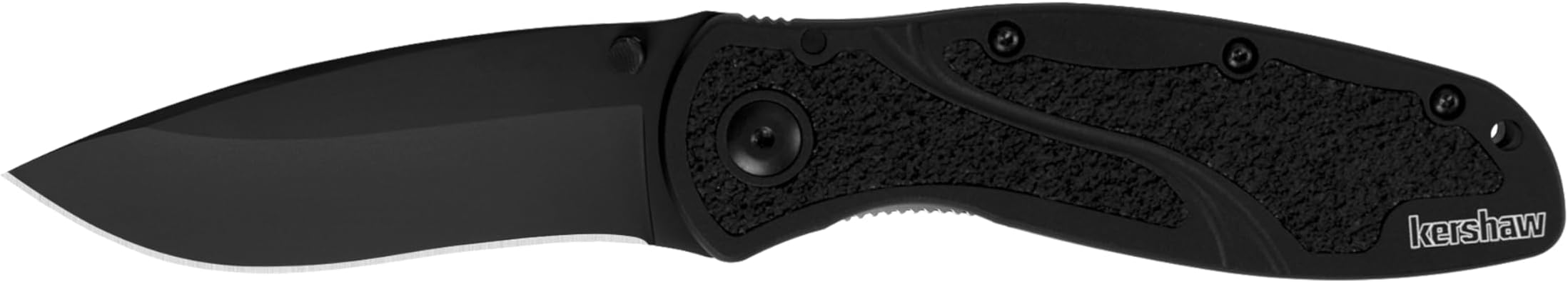 Blur Pocket Knife, Black, 3.4 Inch Stainless Steel Recurve Blade, EDC with Assisted Opening, USA Made, Reversible Pocketclip, Everyday Carry Pocket Knife for Men and Women