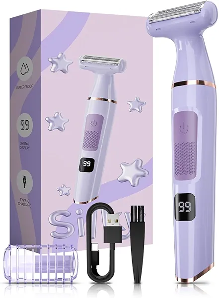 Electric Shaver for Women, Waterproof Hair Shaver Razors for Legs, Arm, Underarms, Bikini, USB Rechargeable, Wet & Dry Waterproof Bikini Trimmer for Woman, Purple