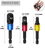 Vista 7 de Extensión de soporte magnético para brocas, 3 unidades, extensor de broca de cambio de liberación rápida, vástago hexagonal de 1/4