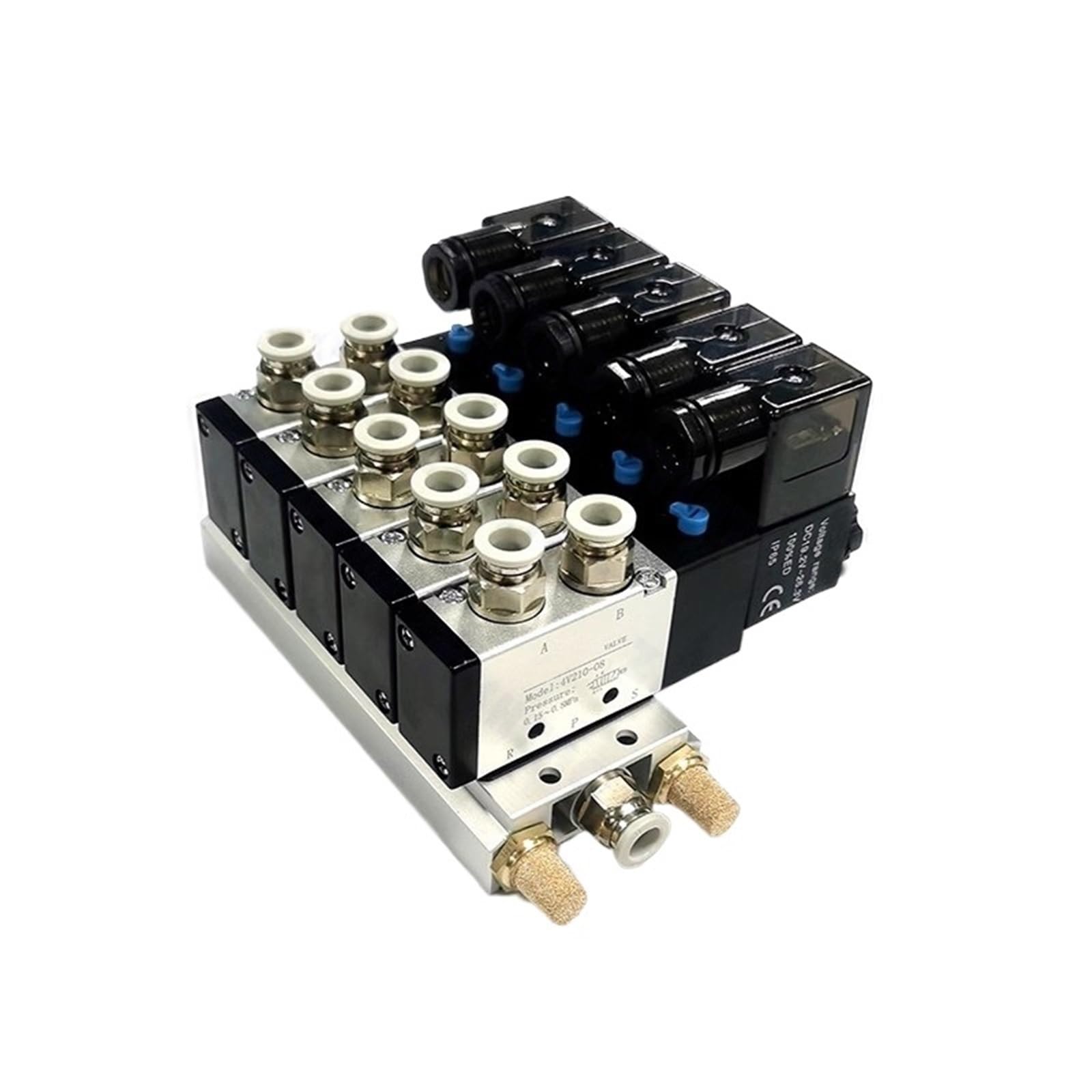 Bloc électrovanne pneumatique 4V210-08 AC110V collecteur 5 ROW silencieux raccords 6mm