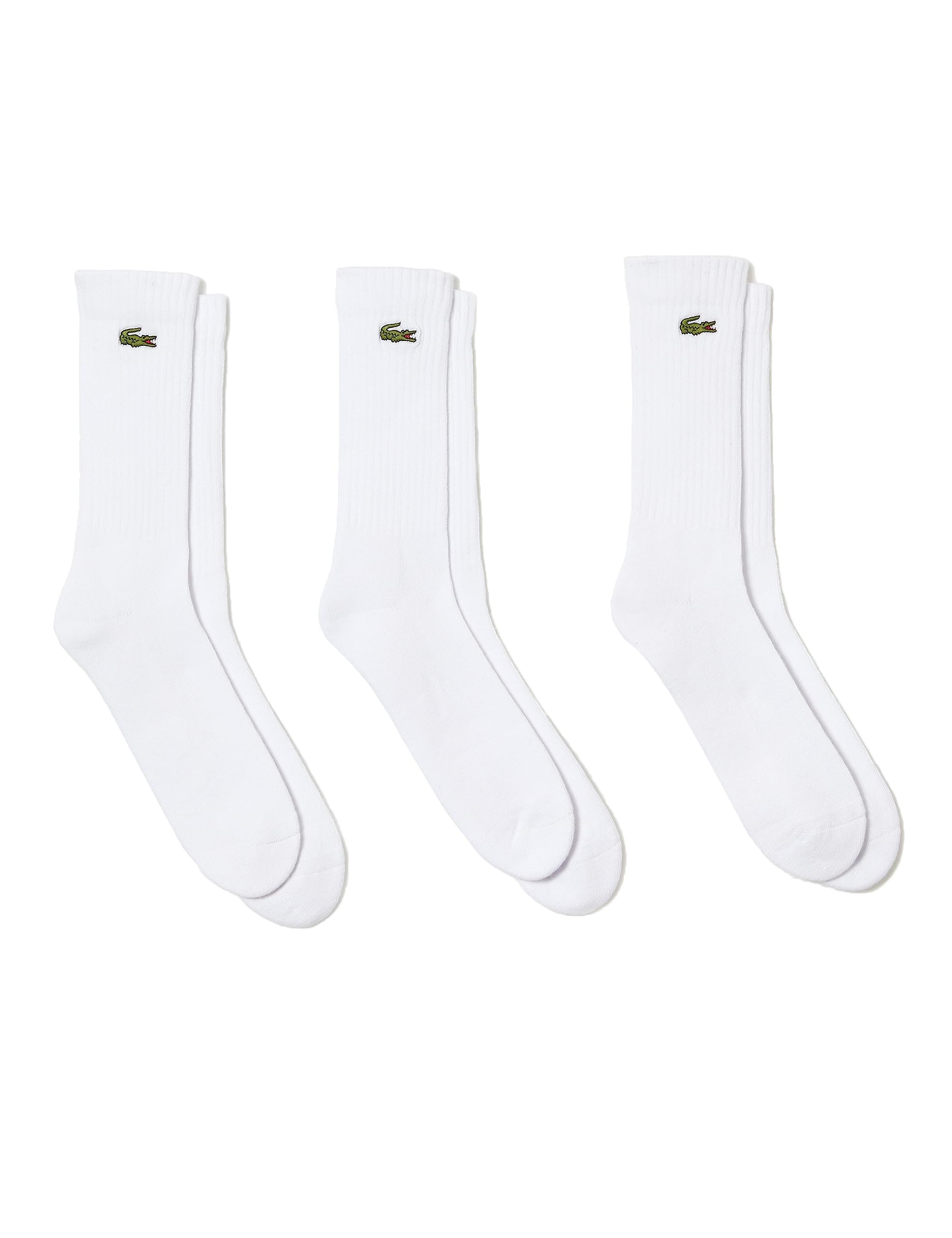 Men's White Lacoste 3-Pack Sports Socks - 6-8