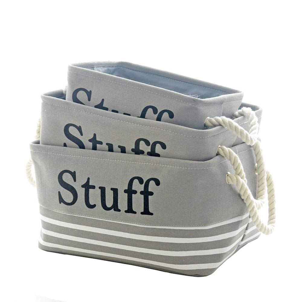Ccgdgft Canvas Storage Basket Desktop Debris Storage Storage Basket Multi-Function Storage Box Storage Bucket Set of 3 Collapsible Rectangular Canvas Fabric Storage Bin Shelf Basket Organizer