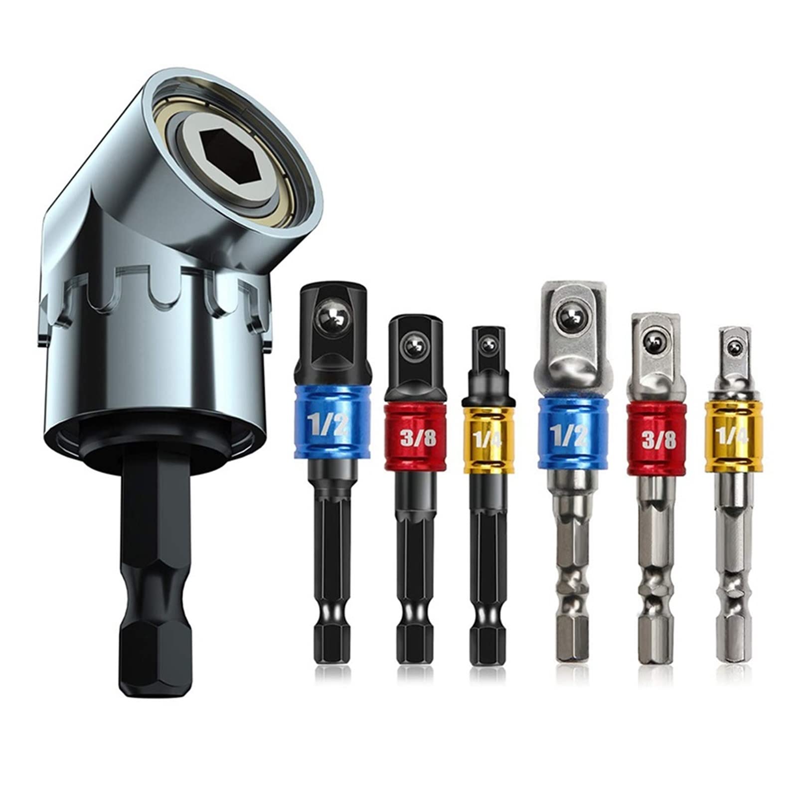 Mahudvcr One Color Hex Socket Adapter, Shank Drill Socket Adapter Impact Driver With Hex To Square Bits Bar Extension Set(7Pcs)