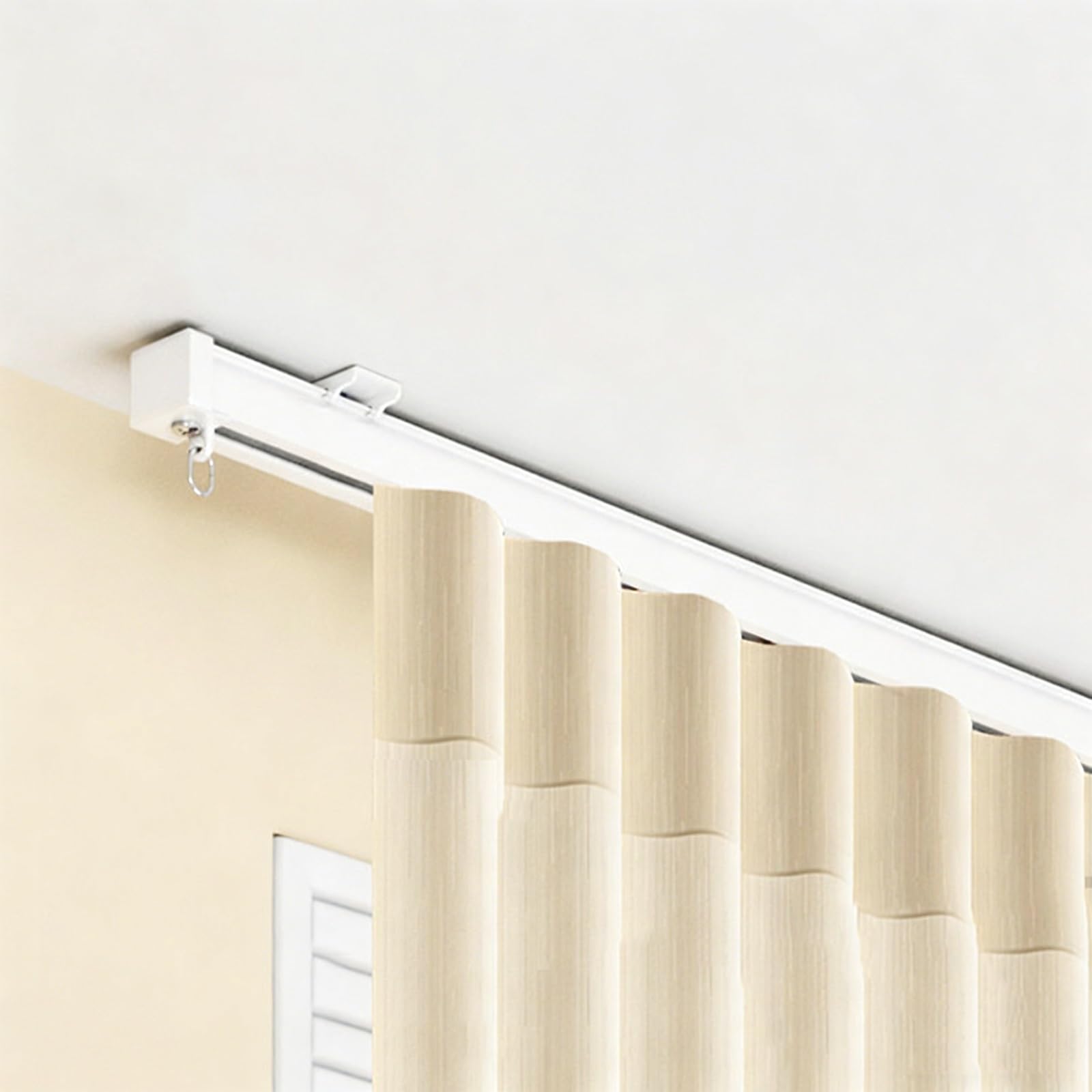 Rail de rideau en alliage d'aluminium pour plafond/mur, 470 cm, pour salon, chambre à coucher et douche, installation facile, finition blanche