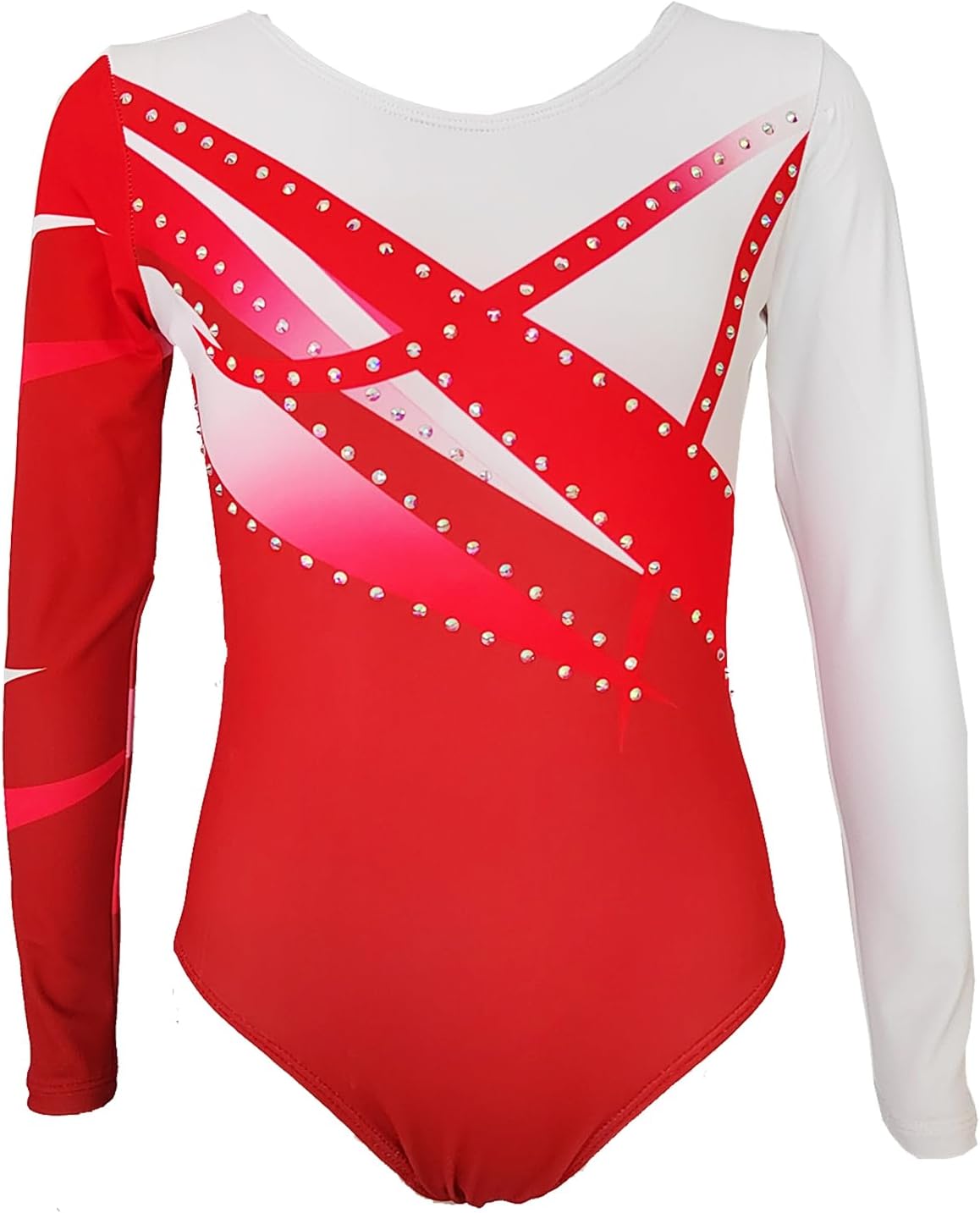 Red Long-Sleeved Gymnastics Leotard for Girls Premium Quality Stretchy Gymnastics Tights