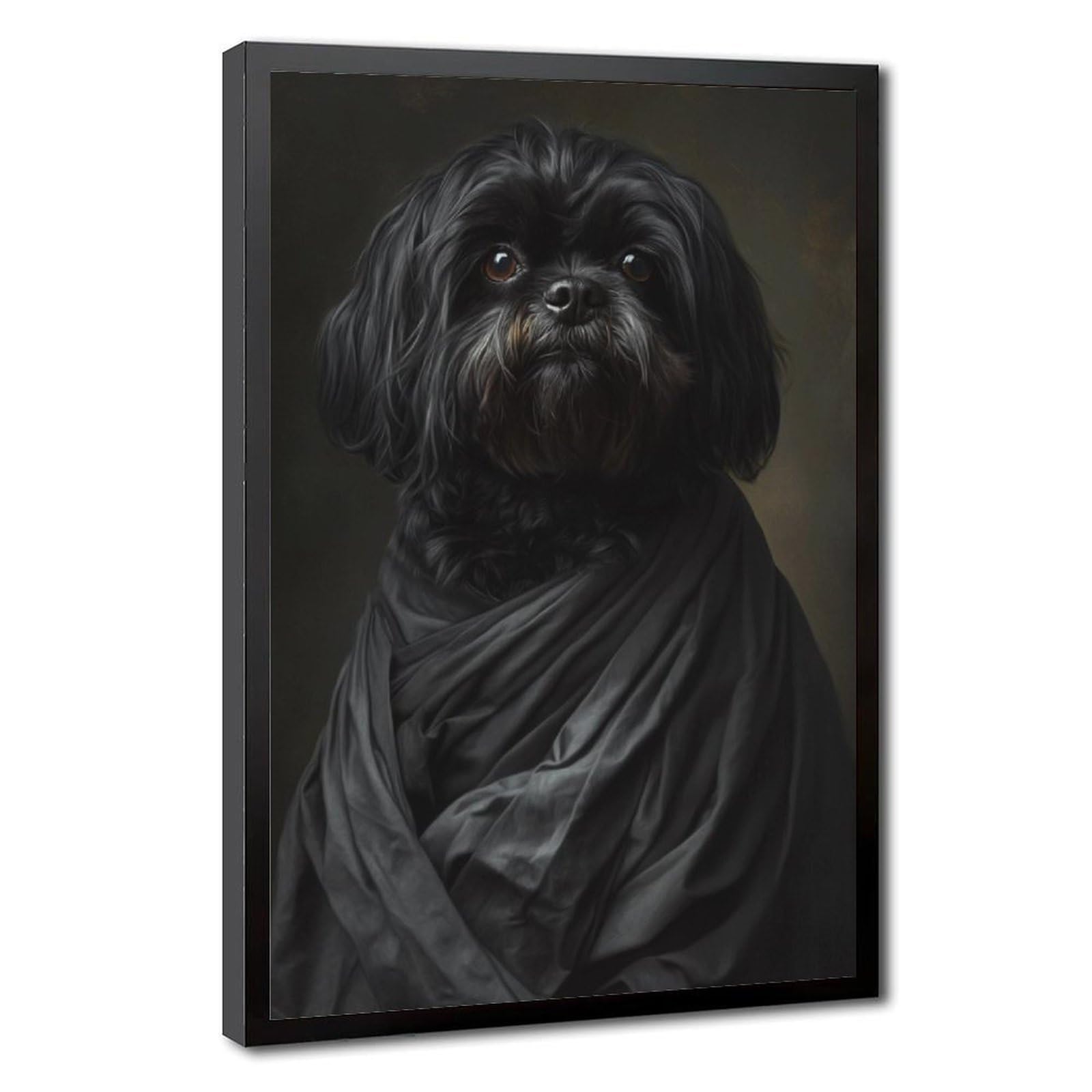 Pyberon Black Frame-Style Shih Tzu Canvas Poster For Bedroom Decor Gift