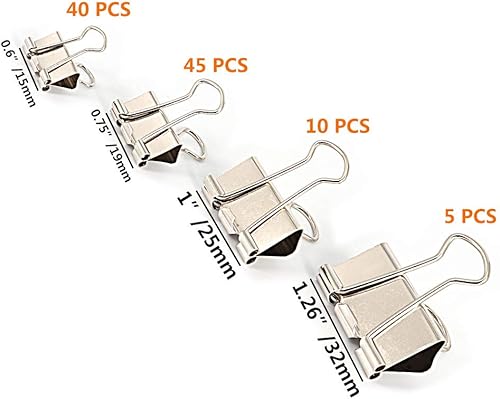 Miniatura 2 de Juego de clips de papel para carpeta, varios tamaños (Mini, pequeño, mediano, grande) para oficina, escuela y suministros para el hogar (plateado)
