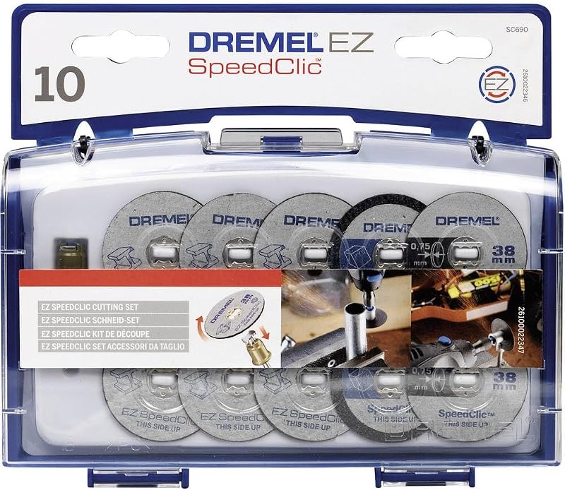 Kit de accesorios de ruedas de corte Dremel 690 EZ SpeedClic con 10 sierras rotativas y discos de corte