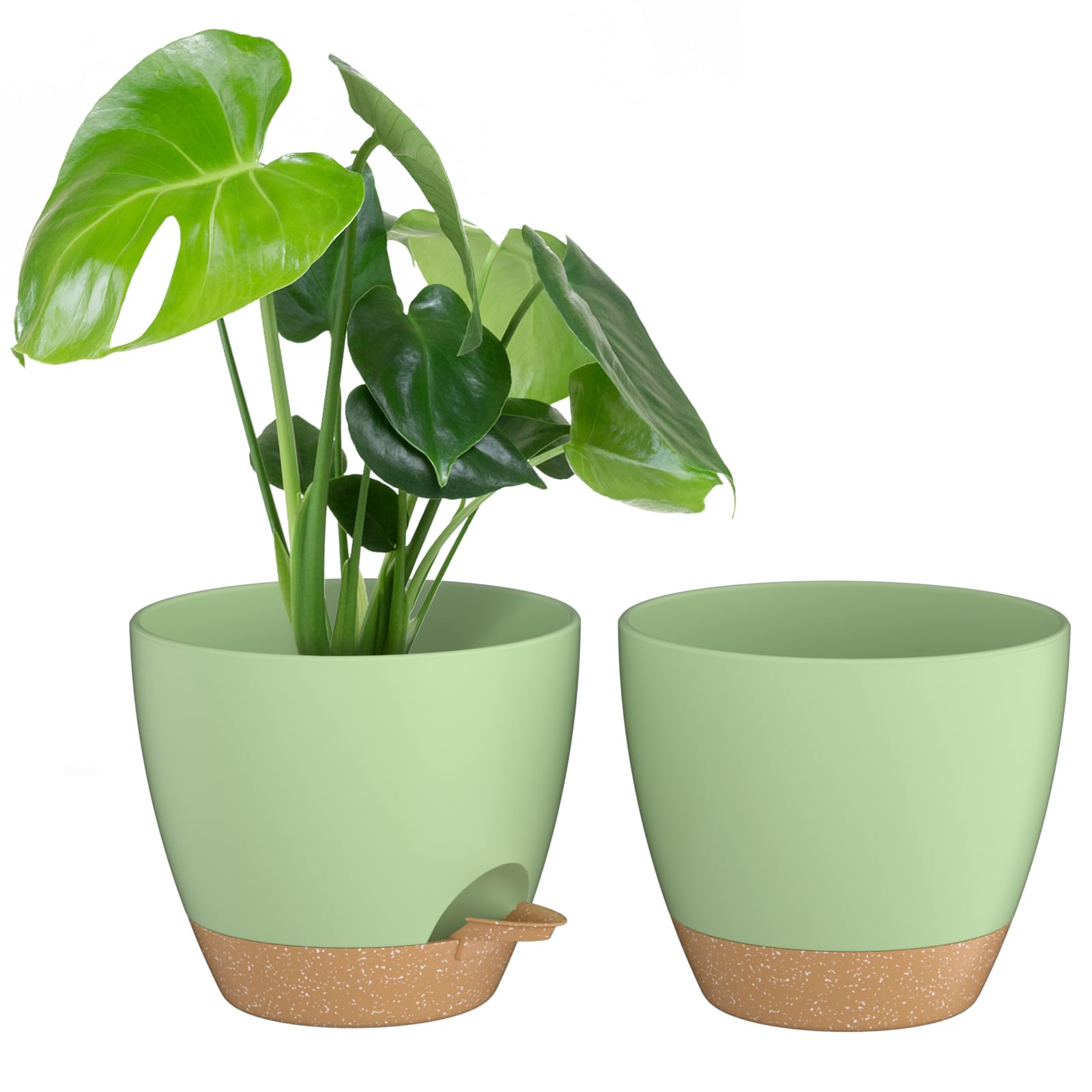 ZMTECH Plant Pots, 6.5'' Self Watering Plastic Planter with Drainage Hole and Saucer, Modern Decorative Flower Pot for Indoor Outdoor House Plants, Succulents, Flowers - White, 2 Pack — view 18