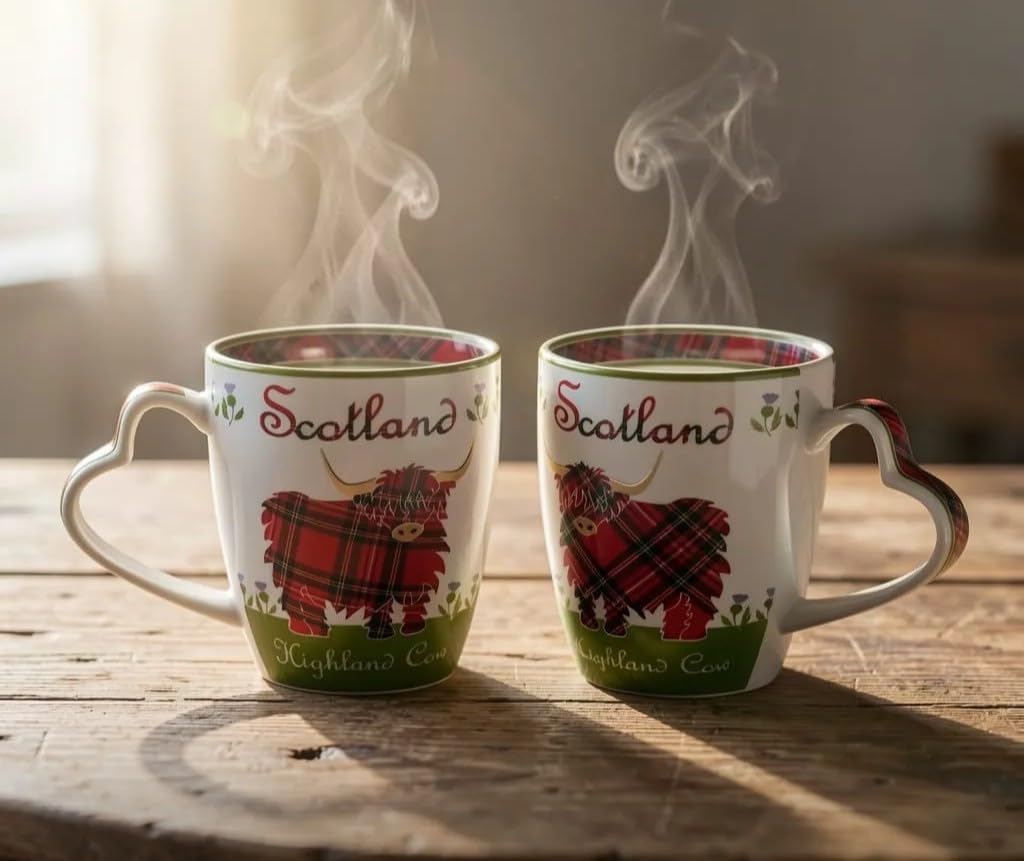 Royal Tara Tasse mit Schottland-Highland-Kuh, 380 ml, 2 Stück