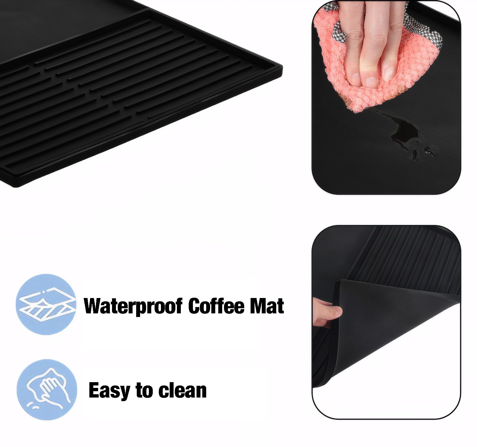 Coffee Bar Mat for Countertop, Emptycolor Heat Resistant Non-Slip Silicone Coffee Maker Station Mat for Counter, Waterproof Espresso Machine Mat — Amazon image 2