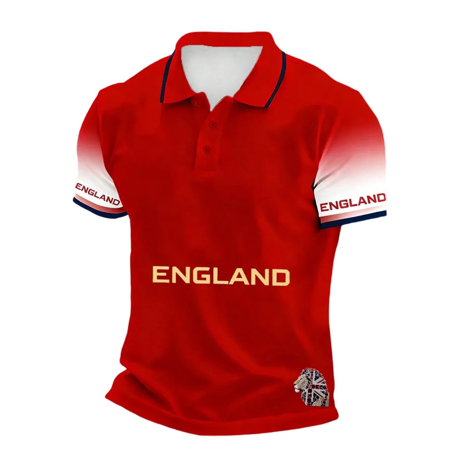 England Football Shirt 2026 Short Sleeve Polo Shirt with England Flag Design for Soccer Fans Comfortable Fit for Everyday Wear and Matches