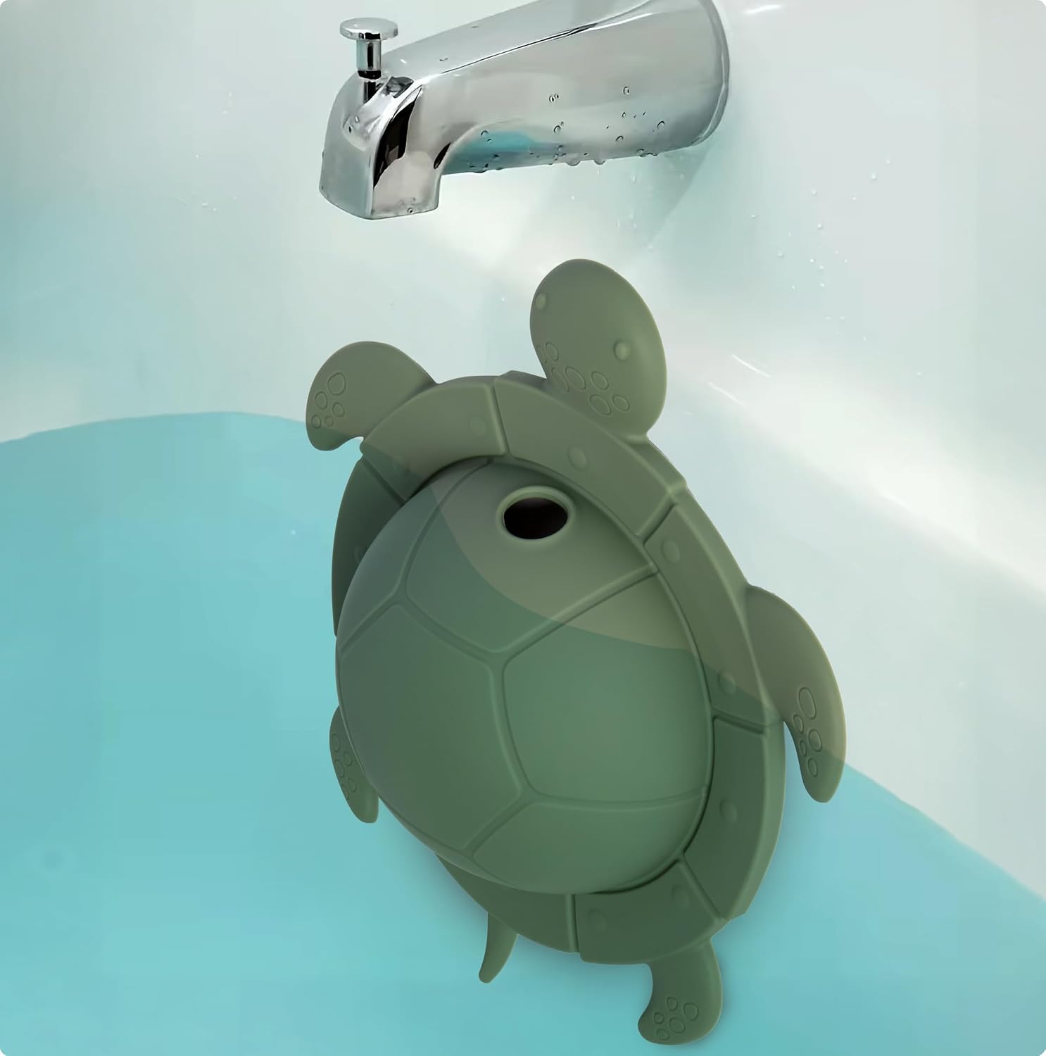 Jumble Dream Turtle Bathtub Overflow Drain Cover, Sea Grass Green