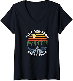 Womens Fort Robinson State Park Nebraska Camping Vacation V-Neck T-Shirt