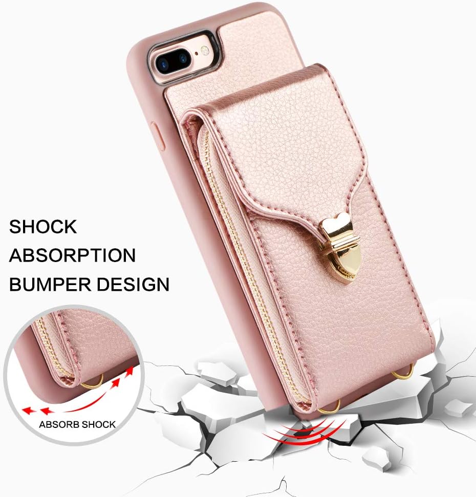 New Arrivals JLFCH iPhone 8 Plus Wallet Case, iPhone 7 Plus Zipper Wallet Case with Card Slot Holder Leather Handbag Buckle Detachable Wrist Strap Long Crossbody Strap Purse for iPhone 7/8 Plus 5.5 - Rose Gold Exclusive Discount 80% Offer JLFCH iPhone 8 Plus Wallet Case, iPhone 7 Plus Zipper Wallet Case with Card Slot Holder Leather Handbag Buckle Detachable Wrist Strap Long Crossbody Strap Purse for iPhone 7/8 Plus 5.5 - Rose Gold