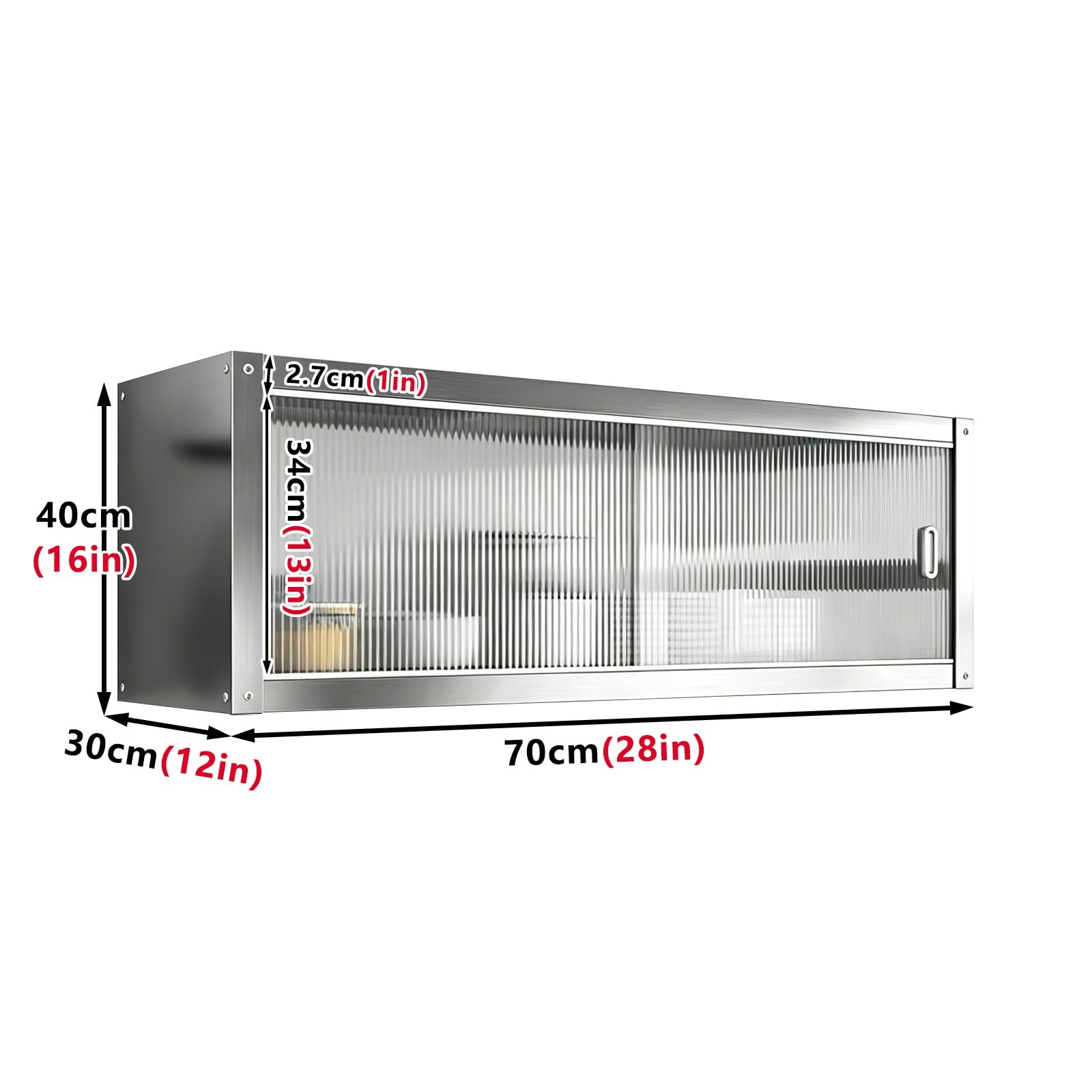 Armadietto da parete multiuso, struttura in acciaio inox con anta trasparente, kit di accessori completo, facile da montare, ideale per cucina, bagno, camera da letto, ripostiglio (120 x 30 x 70 cm)
