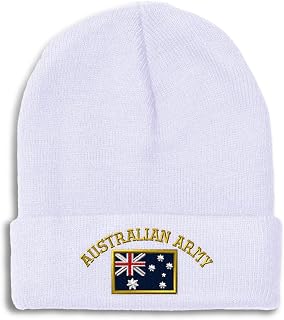Beanies for Men Australian Army Australia Aussie Down Under Skull Cap Winter Hats Women Acrylic One Size White Design Only