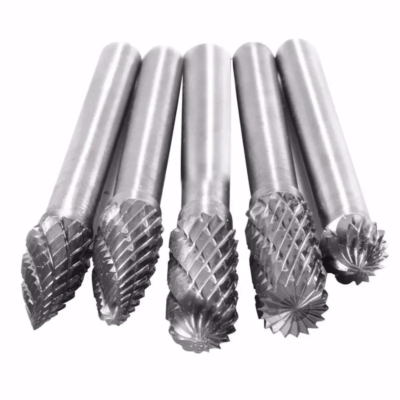 5pc ACDFG 6 * 8mm Carbide Rotary Burrs Set 6mm Shank Carving Bit Double Cutter Rotary File Super Hard For Metal Wood Stone Cut