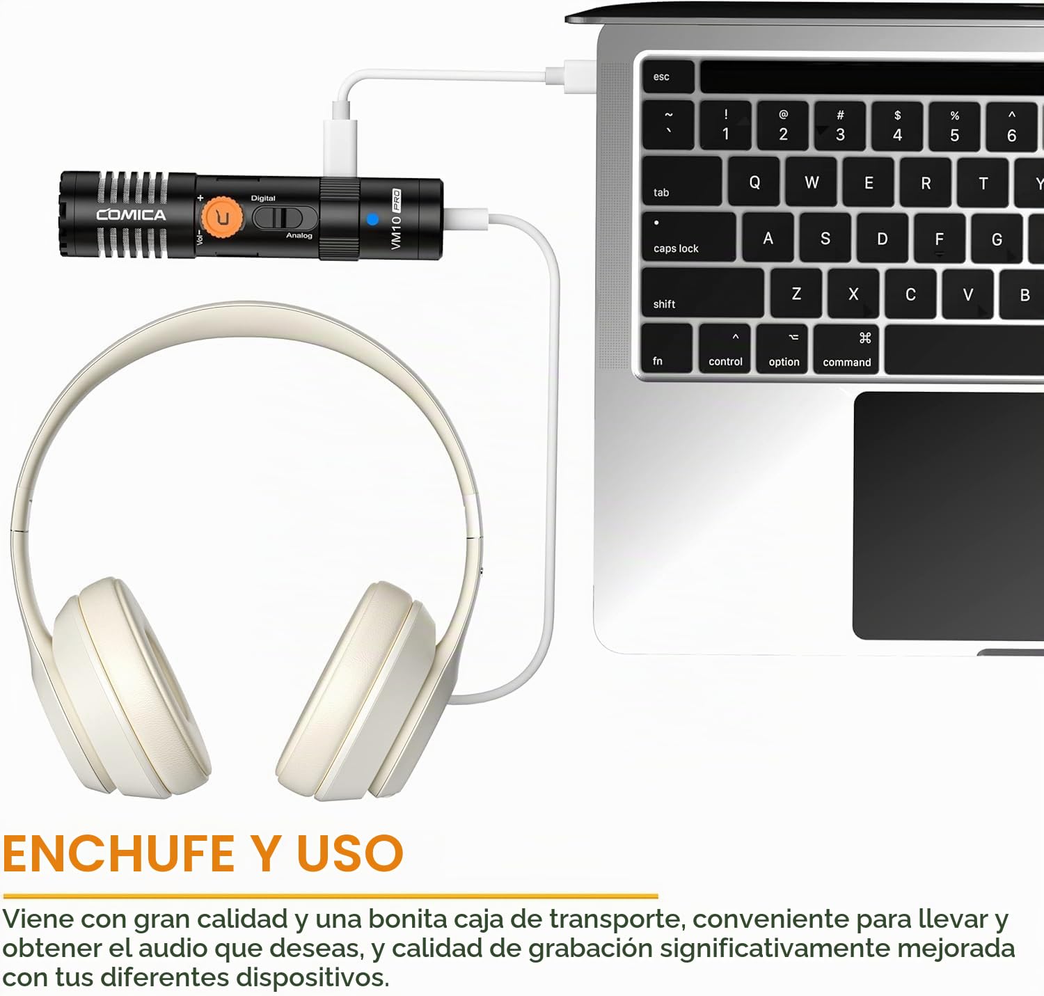 COMICA Micrófono de cámara VM10 Pro, micrófono de Video de Escopeta cardioide con Ajuste de Ganancia y monitoreo en Tiempo Real, Compatible con teléfonos Inteligentes, cámaras, computadoras, etc.