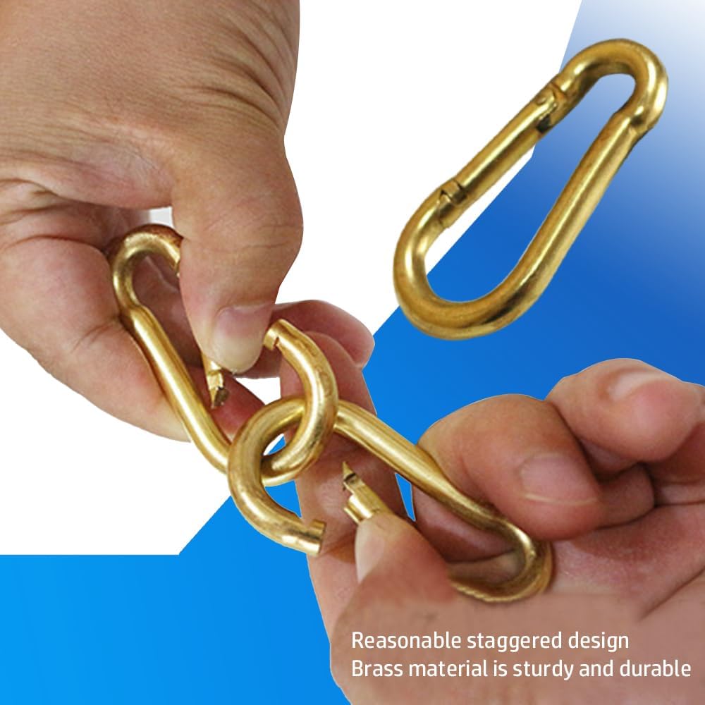 Brass Carabiner Clips,Spring Snap Hook Caribeener Clips Buckle,Spring Buckles Carabiner Clips