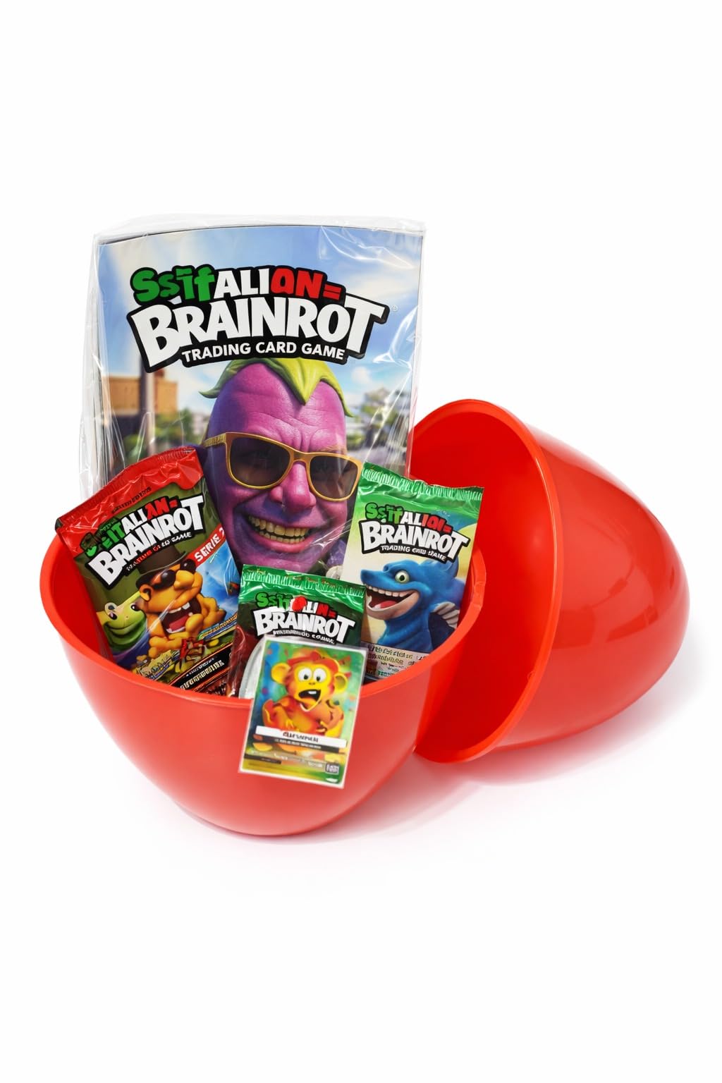 Generico Maxi Uovo Sorpresa Skifidol Italian Brainrot 2026 – Uovo di Pasqua con Album, 2 Cuties 3D, 2 Bustine Carte (14 Carte di cui 2 Speciali) + Carta Promo Maxi Sorpreso