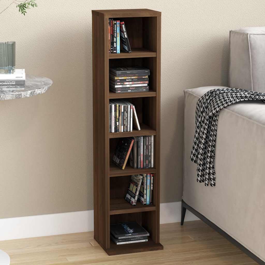 vidaXL Mobile Porta CD Rovere Marrone 21x20x88 cm in Legno Multistrato