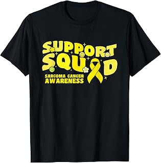 Support Squad Sarcoma Cancer Awareness Yellow Ribbon Fighter T-Shirt