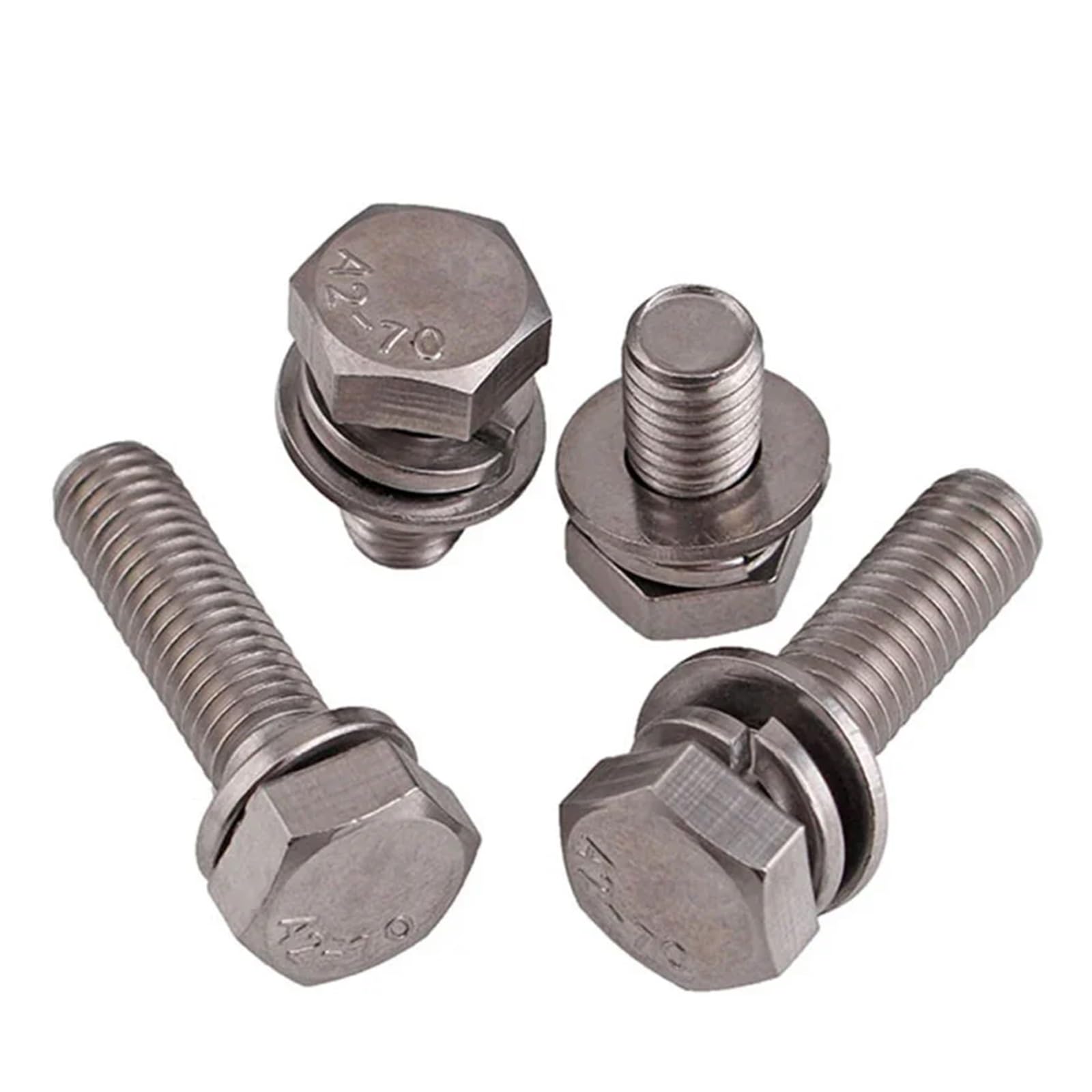 5-50 Szt. M5-0,8 304 Śruby Z Łbem Sześciokątnym Ze Stali Nierdzewnej Płaskie Podkładki Sprężyste A2 70(M5 X 10mm-50pcs)