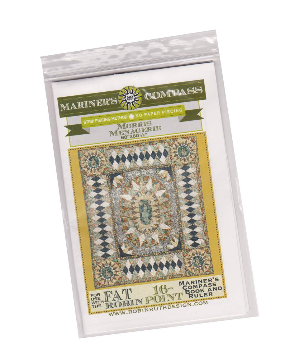 Robin Ruth DesignRobin Ruth Quilt Pattern - Morris Menagerie (Finished Project Size is 68" x 80.5") - for use with The Fat Robin 16-Point Ruler