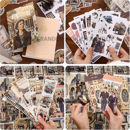 Image of RANDEN Museum Journaling Kit, 346PCS Vintage Scrapbook & Stationery Set with Aesthetic Stickers, Ephemera Pack and Journal Supplies for Bullet Journals, Planners, Albums & Creative Crafts (Museum)